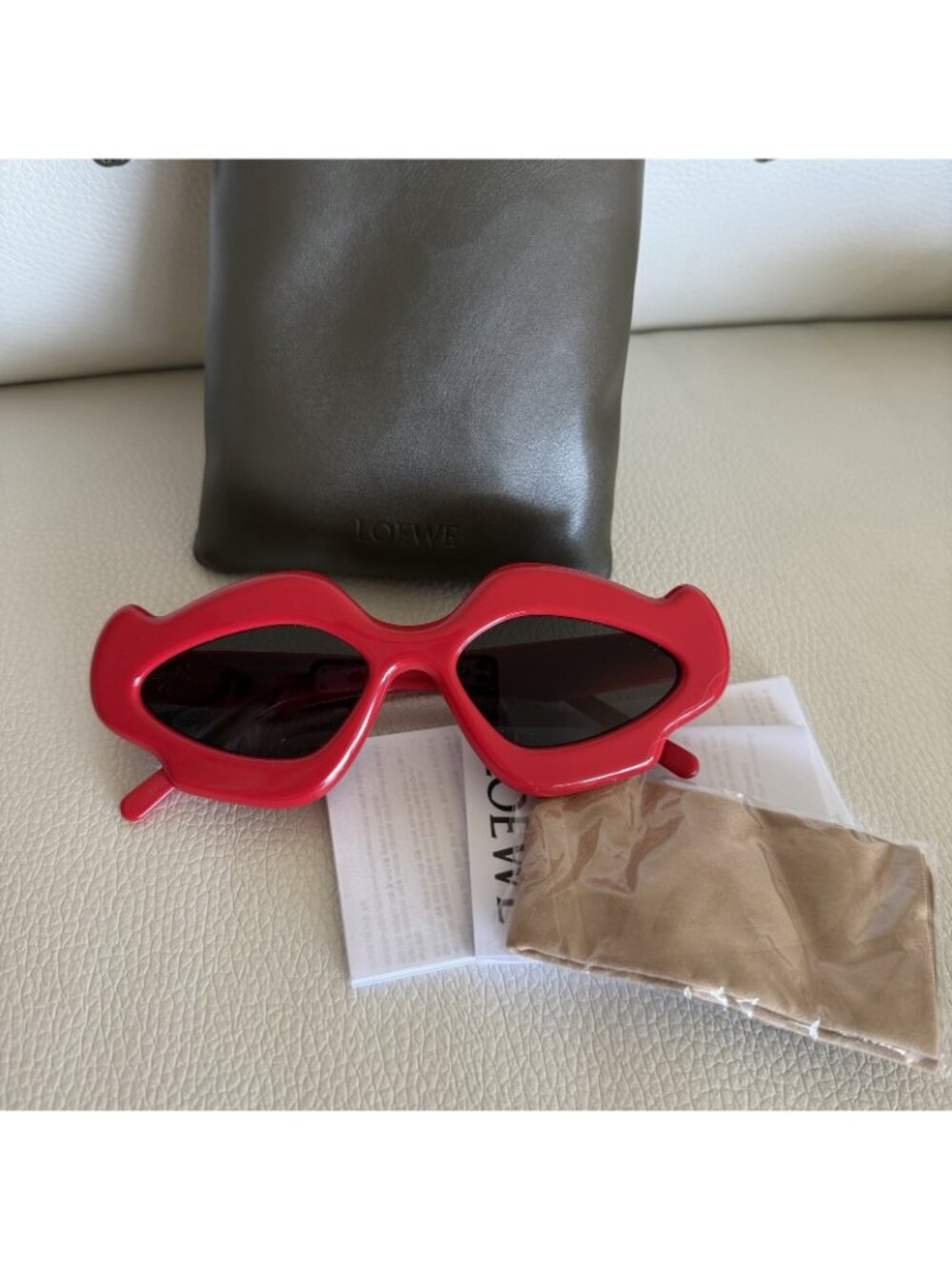 NEW LOEWE Sunglasses Oval Flame Red Acetate 100% Authentic - Picture 3 of 10